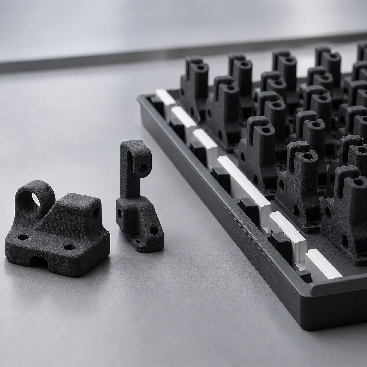 Pièces industrielles imprimées en 3D préparées pour une qualification de production