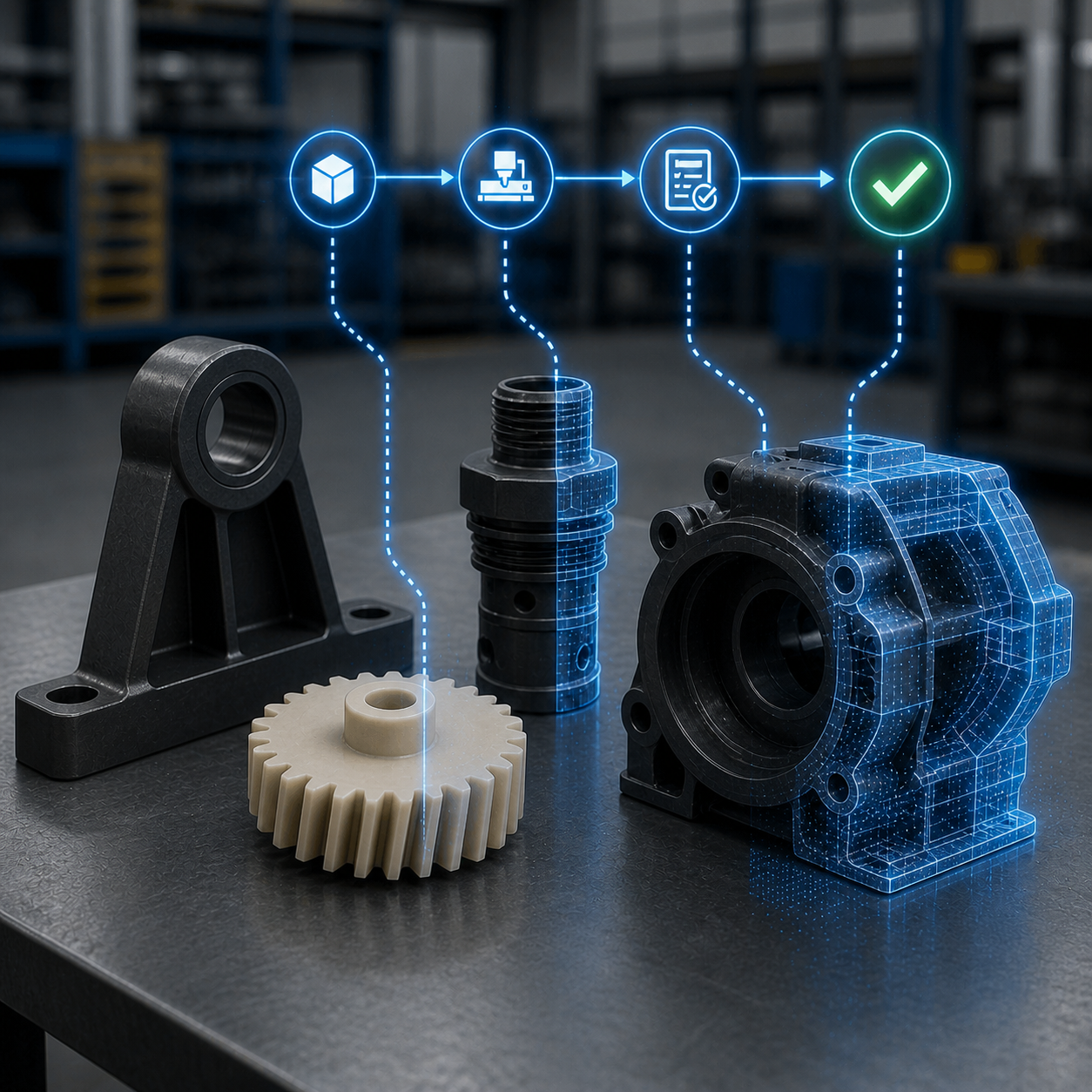 Pièces industrielles connectées à un workflow numérique de qualification et de traçabilité