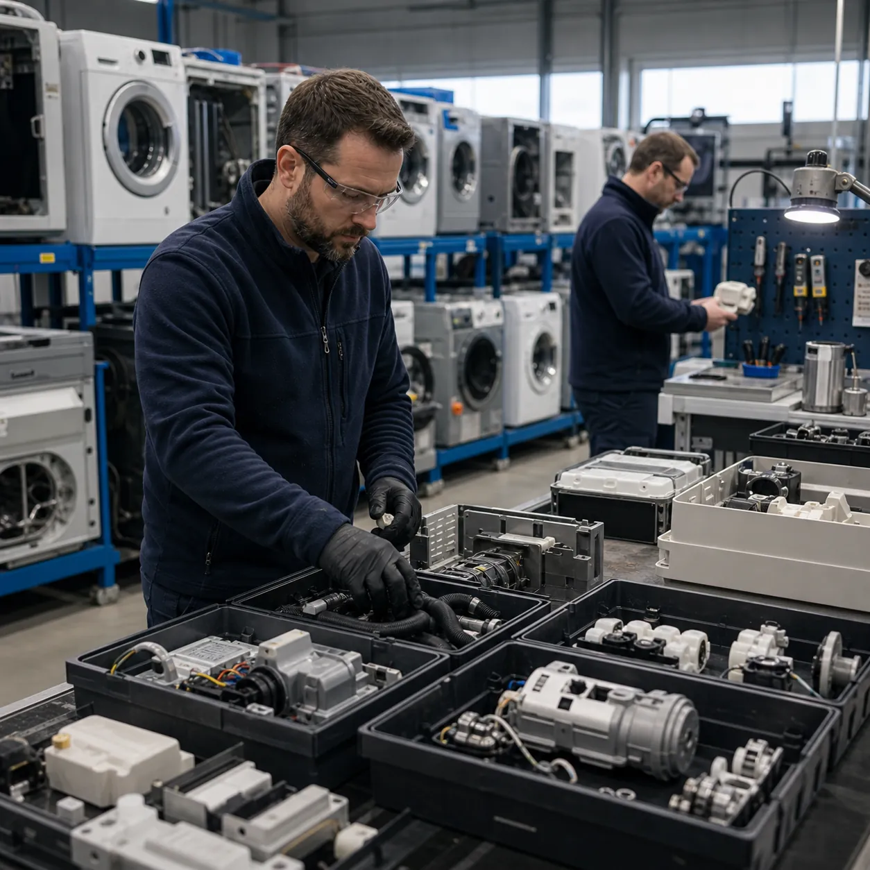 Technicien préparant des pièces de remplacement d’ancienne gamme pour exécution contrôlée